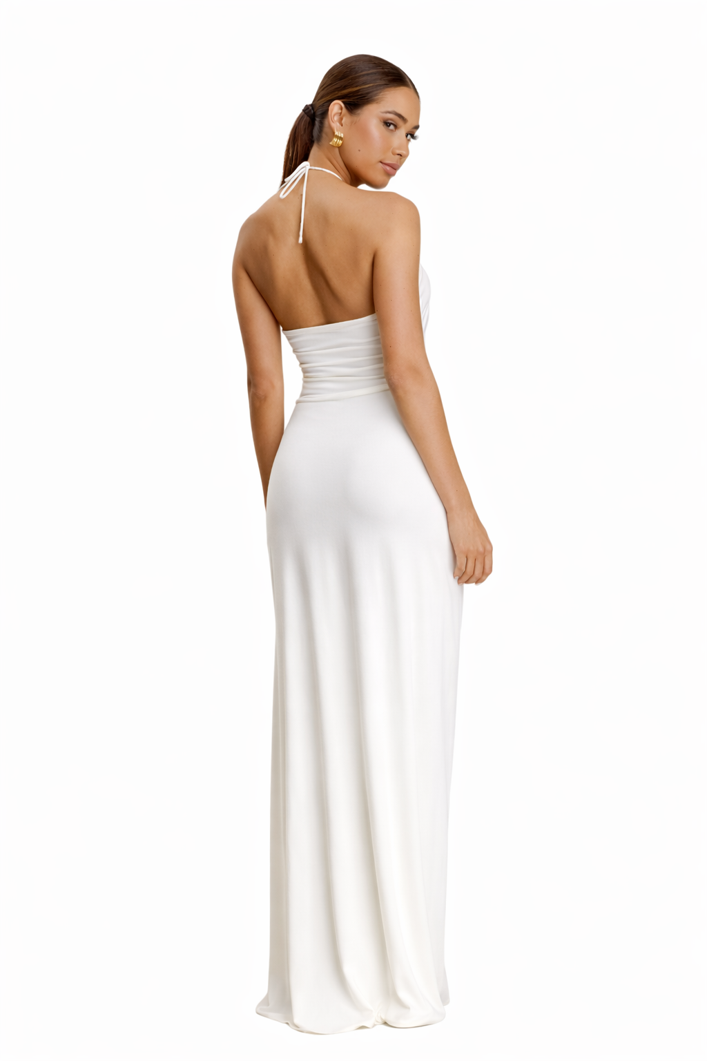 Quincy Halter Maxi Dress With Hardware - Ivory